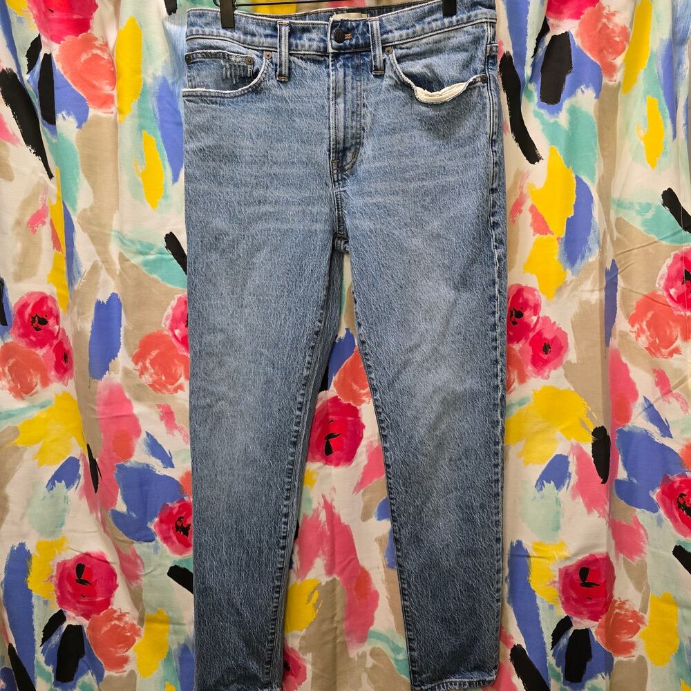 Madewell Relaxed Taper blue jeans 31x32 light distressing zip fly high rise mens